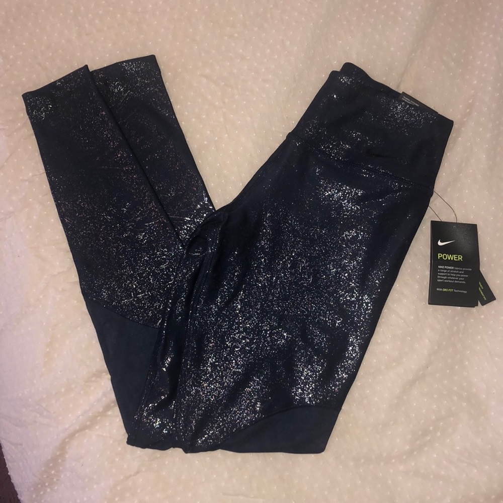 Reflective navy blue nike leggings